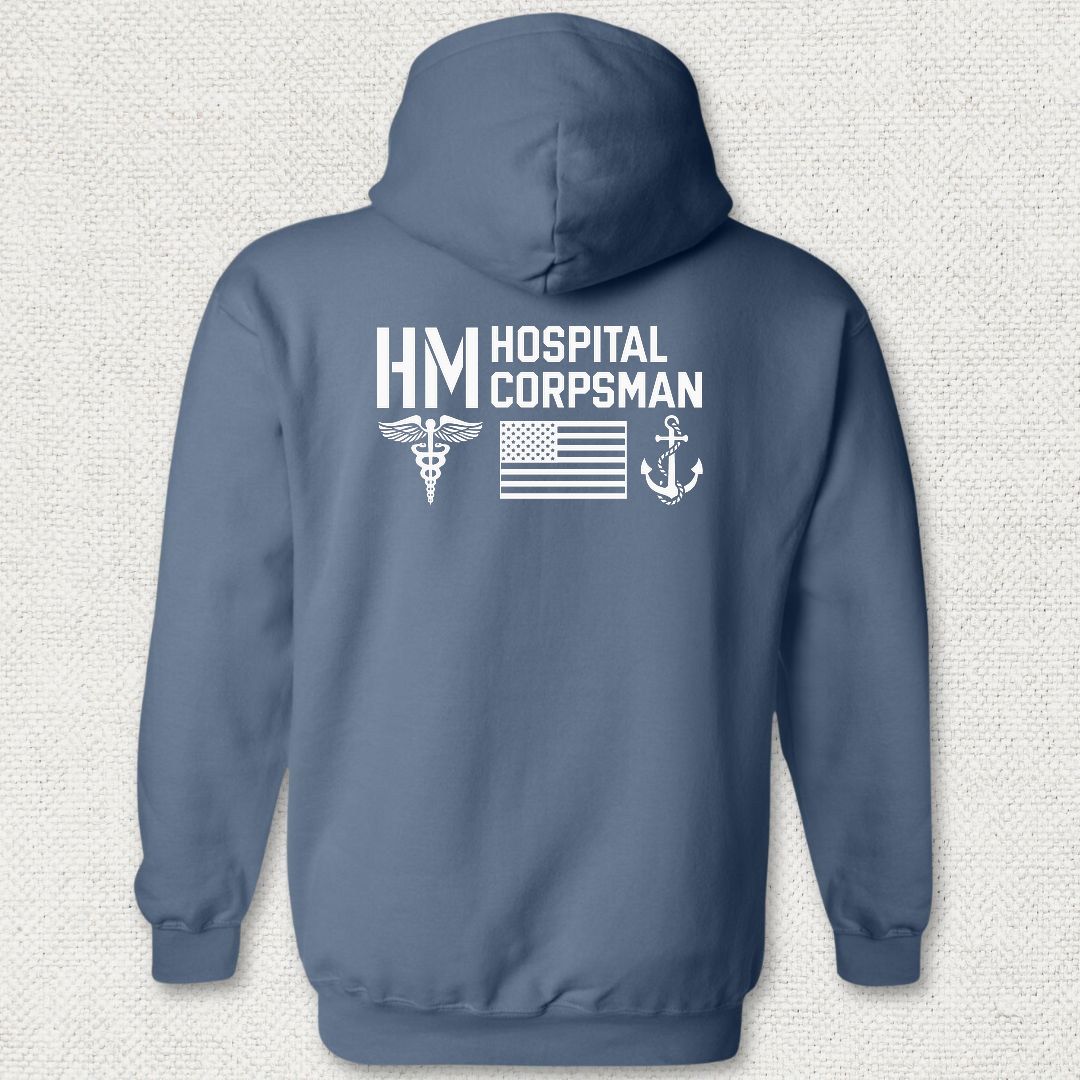 HM - Flag & Anchor Hoodie - Heather Navy