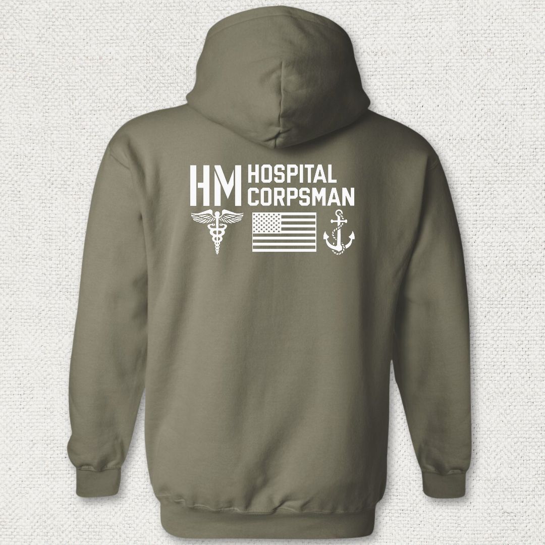 HM - Flag & Anchor Hoodie - Military Green