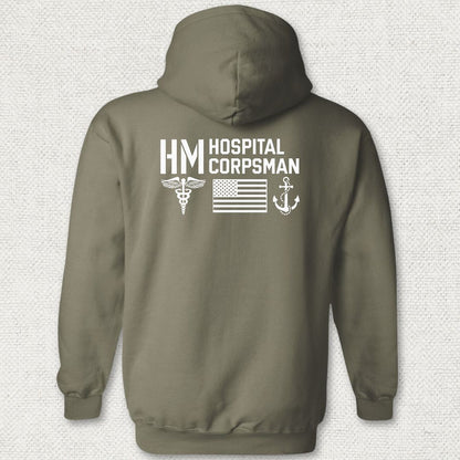 HM - Flag & Anchor Hoodie - Military Green