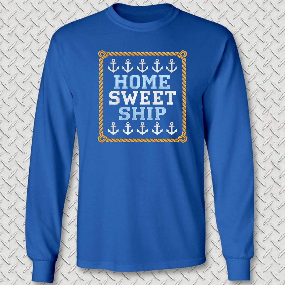 Home Sweet Ship Long Sleeve Tee - Royal Blue