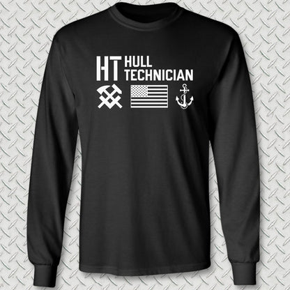 HT - Flag & Anchor Long Sleeve Tee - Black