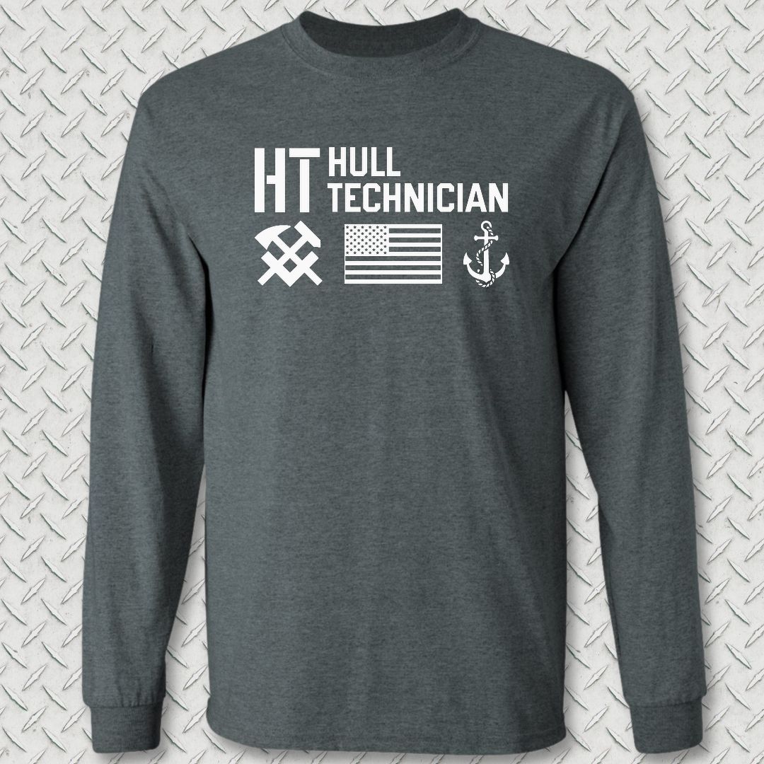 HT - Flag & Anchor Long Sleeve Tee - Dark Heather