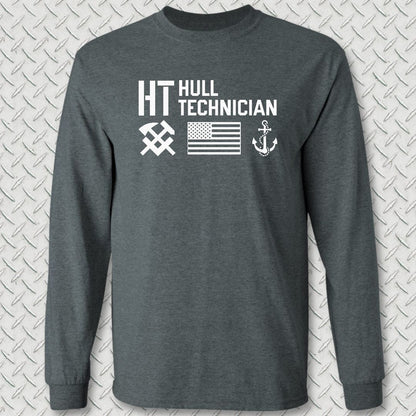 HT - Flag & Anchor Long Sleeve Tee - Dark Heather
