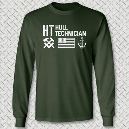 HT - Flag & Anchor Long Sleeve Tee - Forest Green