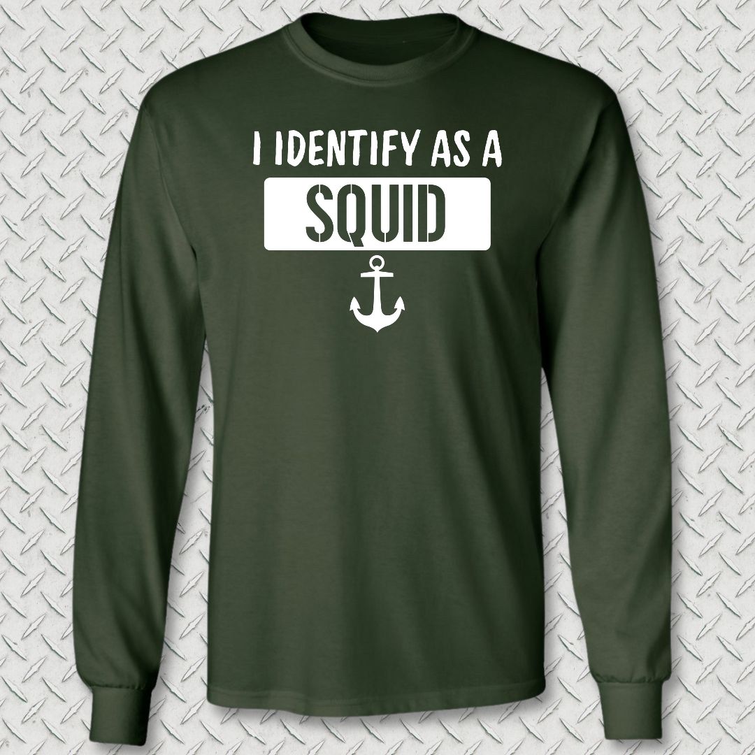 I Identify as a Squid Long Sleeve Tee - Forest Green
