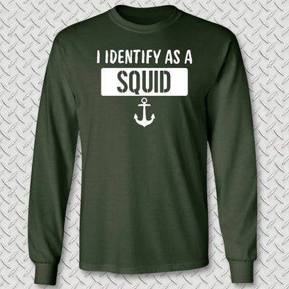 I Identify as a Squid Long Sleeve Tee - Forest Green
