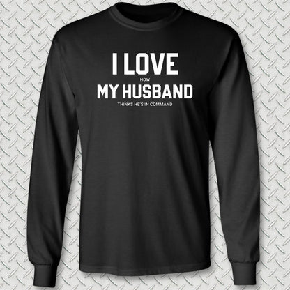 I Love (How) My Husband Long Sleeve Tee - Black