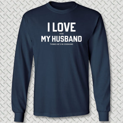 I Love (How) My Husband Long Sleeve Tee - Navy