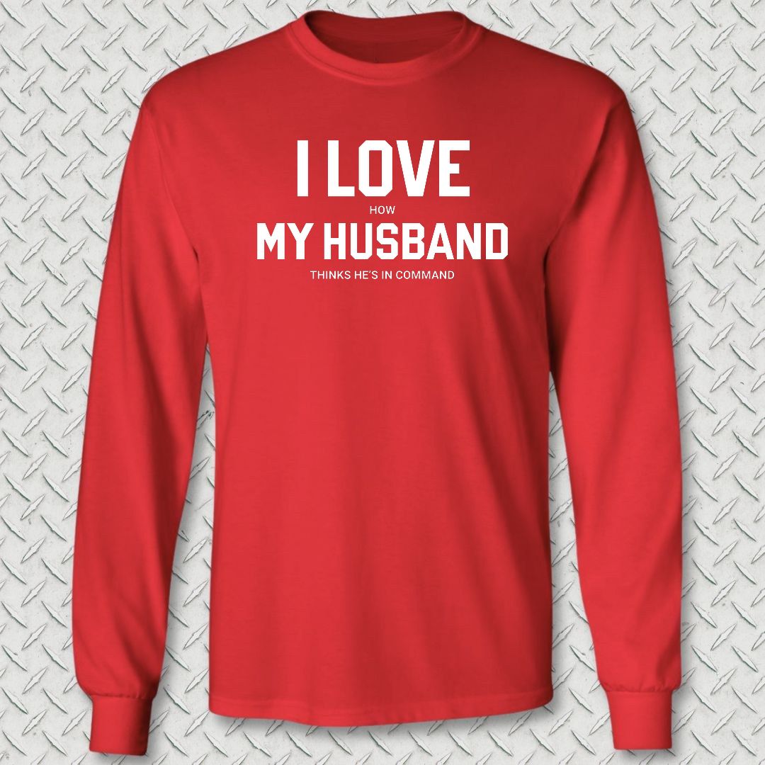 I Love (How) My Husband Long Sleeve Tee - Red