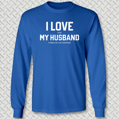 I Love (How) My Husband Long Sleeve Tee - Royal Blue