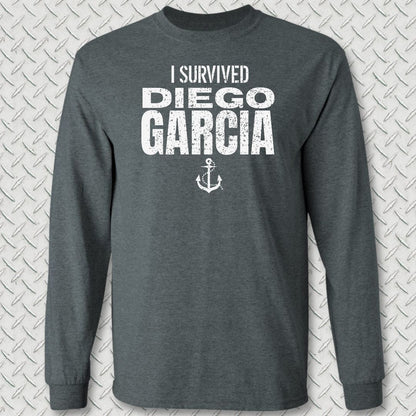 I Survived Diego Garcia Long Sleeve Tee - Dark Heather