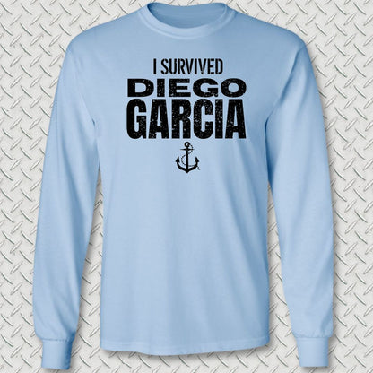 I Survived Diego Garcia Long Sleeve Tee - Light Blue
