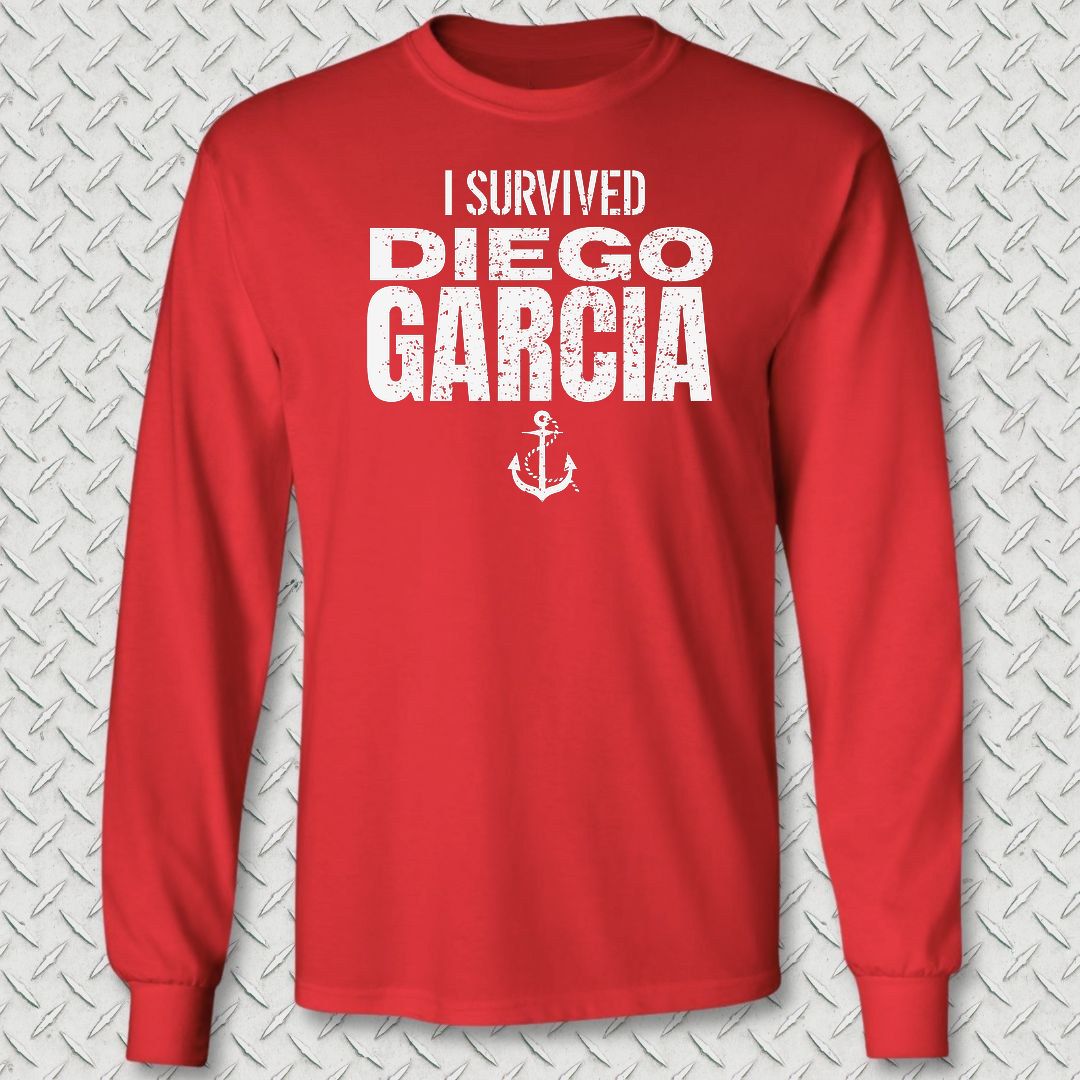 I Survived Diego Garcia Long Sleeve Tee - Red