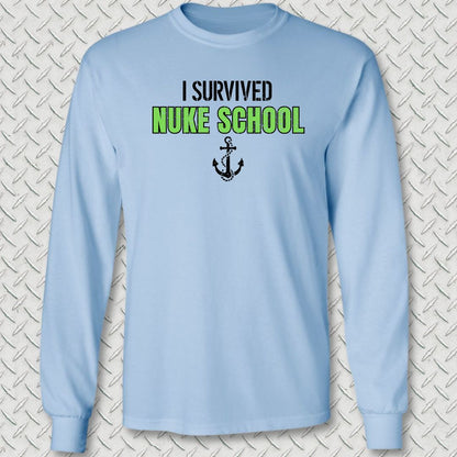 I Survived Nuke School Long Sleeve Tee - Light Blue
