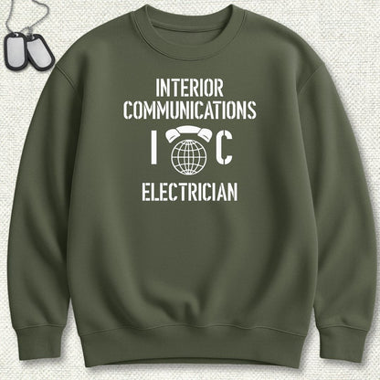 IC - Interior Communications Electrician Sweatshirt - Military Green