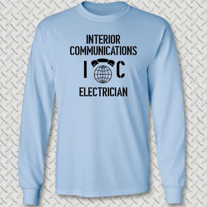 IC - Interior Communications Electrician Long Sleeve Tee - Light Blue