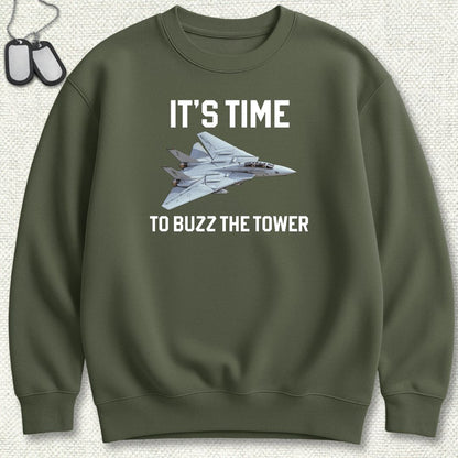 It's Time To Buzz The Tower Sweatshirt - Military Green