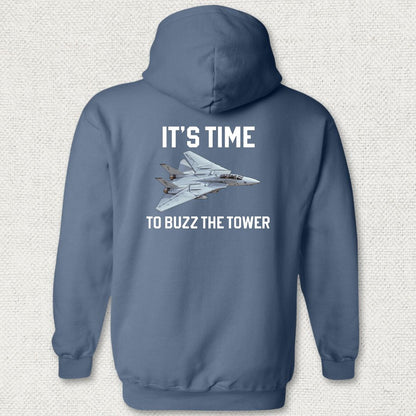 It's Time To Buzz The Tower Hoodie - Heather Navy