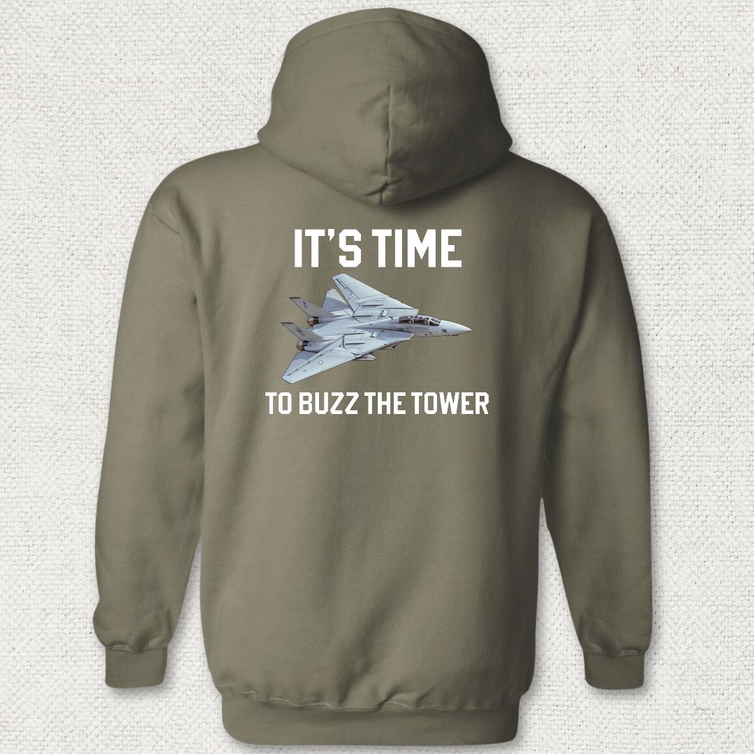 It's Time To Buzz The Tower Hoodie - Military Green