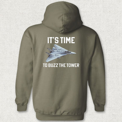 It's Time To Buzz The Tower Hoodie - Military Green