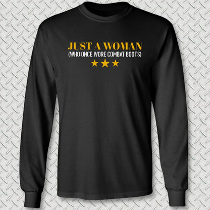 Just A Woman Who Once Wore Combat Boots Long Sleeve Tee - Black