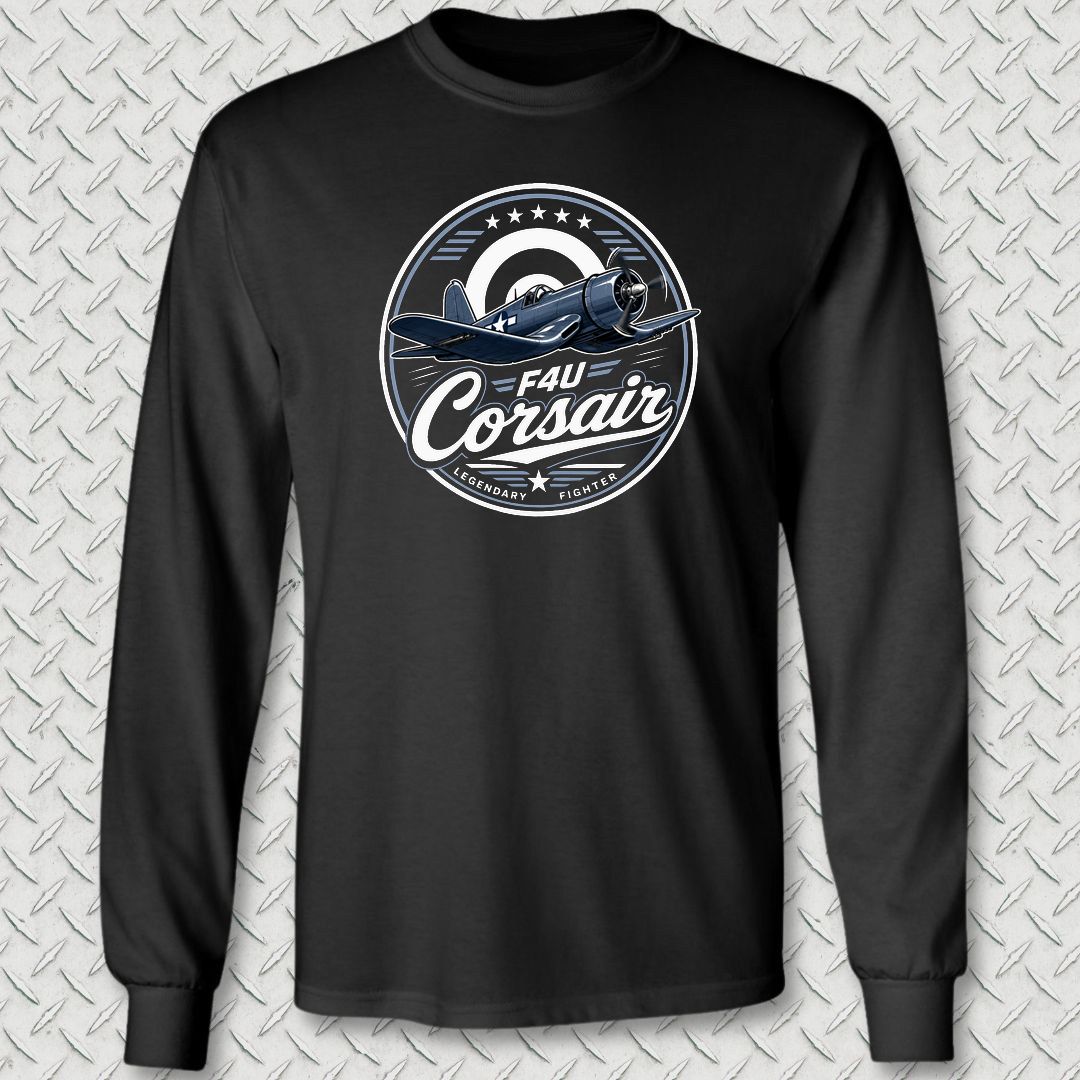 Legendary Fighter - F4U Corsair Long Sleeve Tee - Black