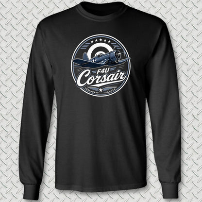 Legendary Fighter - F4U Corsair Long Sleeve Tee - Black