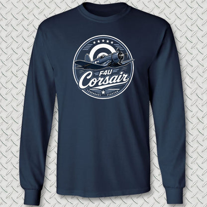 Legendary Fighter - F4U Corsair Long Sleeve Tee - Navy