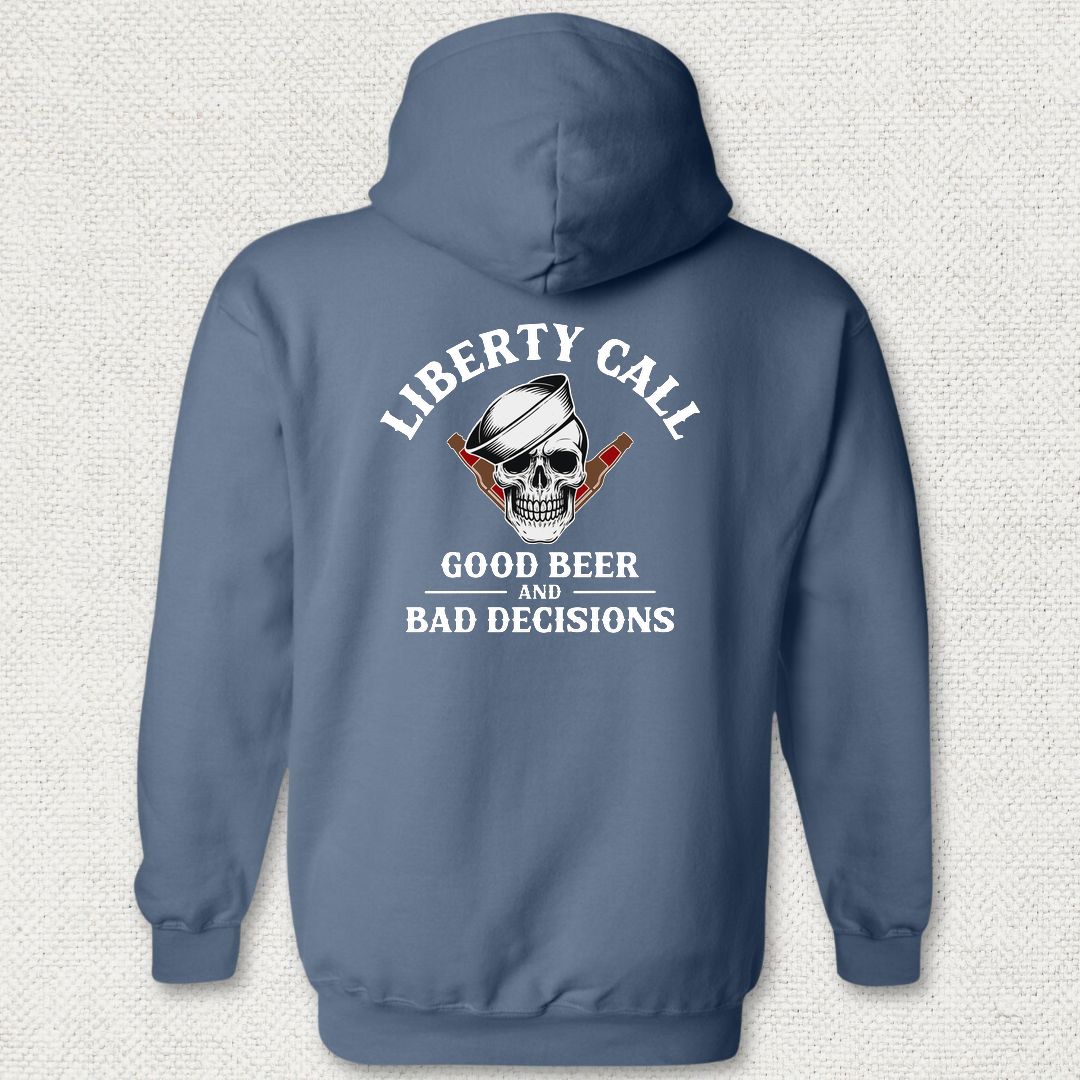 Liberty Call - Good Beer & Bad Decisions Hoodie - Heather Navy