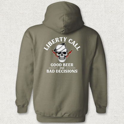 Liberty Call - Good Beer & Bad Decisions Hoodie - Military Green