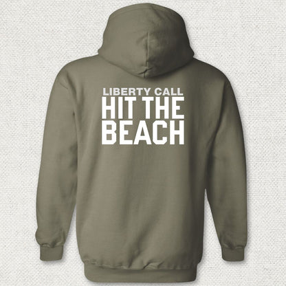 Liberty Call - Hit The Beach Hoodie - Military Green