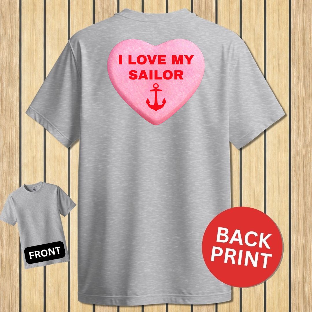 Love My Sailor Candy Heart - Sport Grey