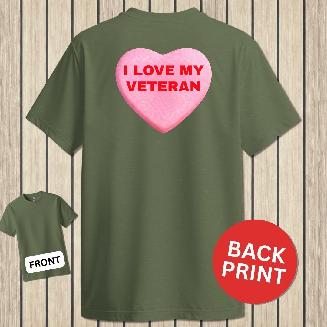 Love My Veteran Candy Heart - Military Green
