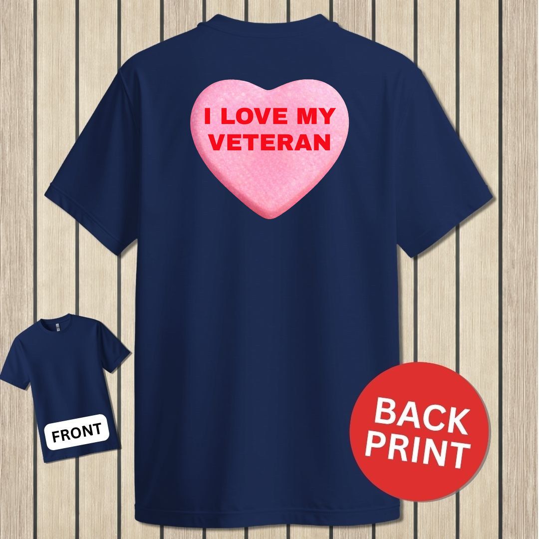 Love My Veteran Candy Heart - Navy