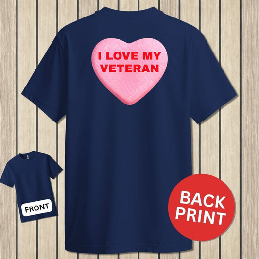 Love My Veteran Candy Heart - Navy