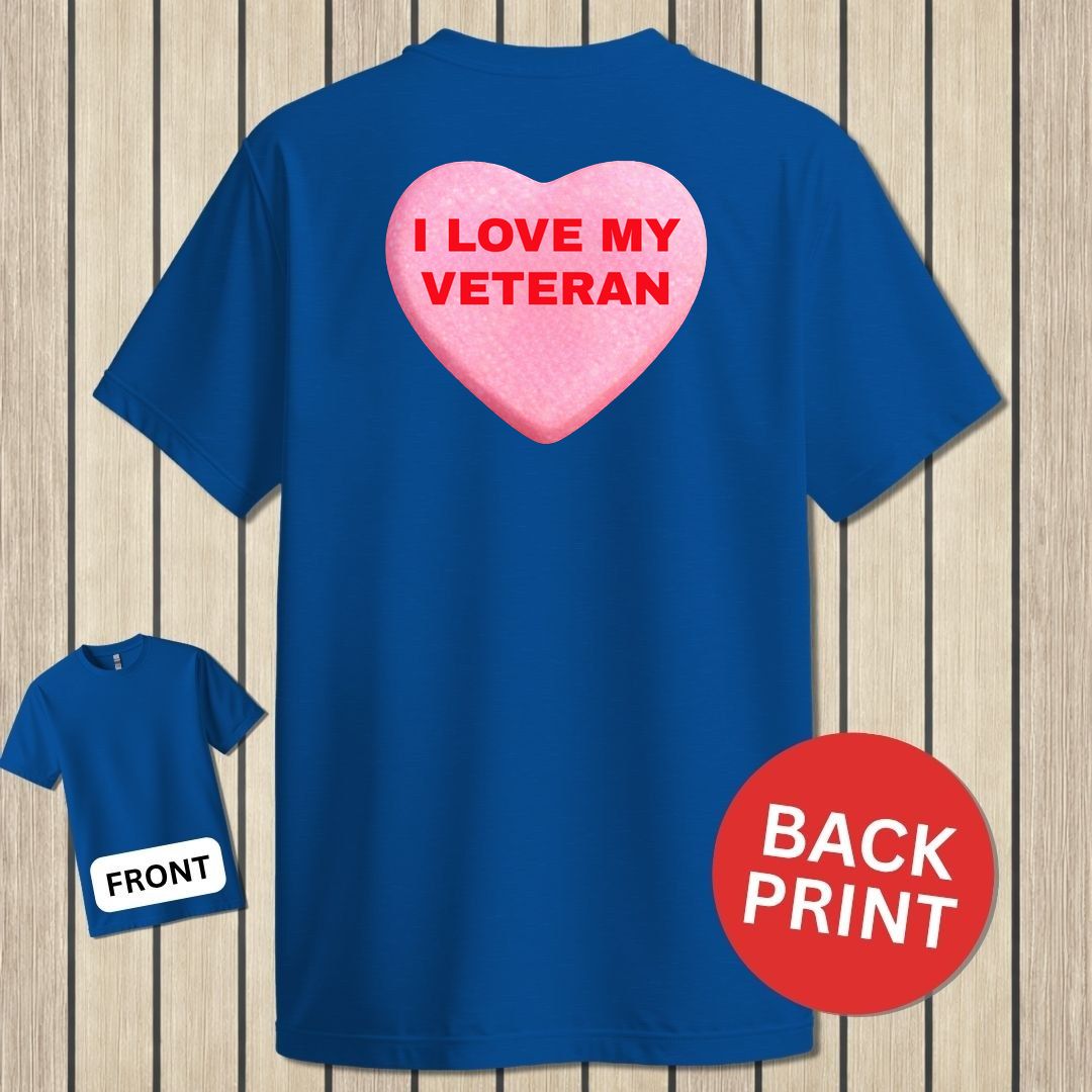 Love My Veteran Candy Heart - Royal Blue