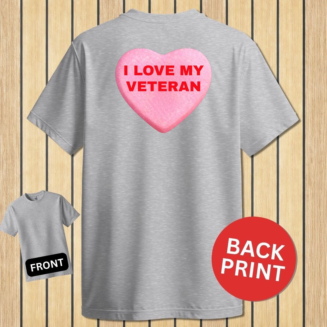 Love My Veteran Candy Heart - Sport Grey