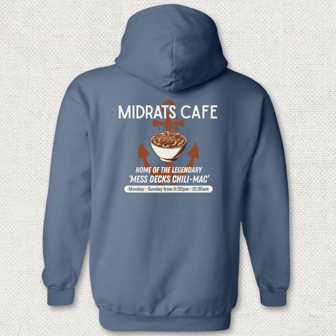 Midrats Cafe, Chili-Mac Hoodie - Heather Navy