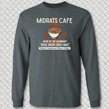 Midrats Cafe, Chili-Mac Long Sleeve Tee - Dark Heather