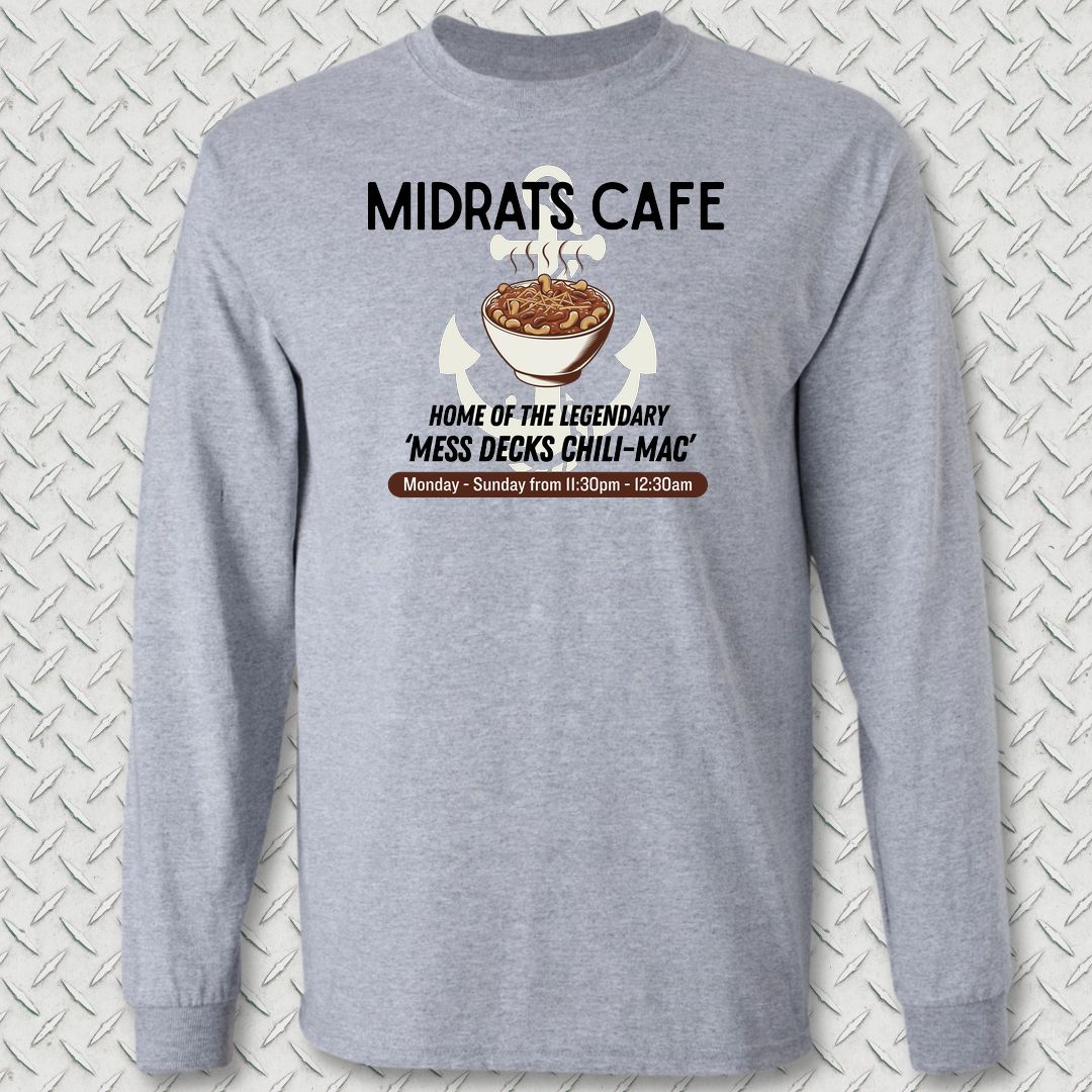 Midrats Cafe, Chili-Mac Long Sleeve Tee - Sport Grey