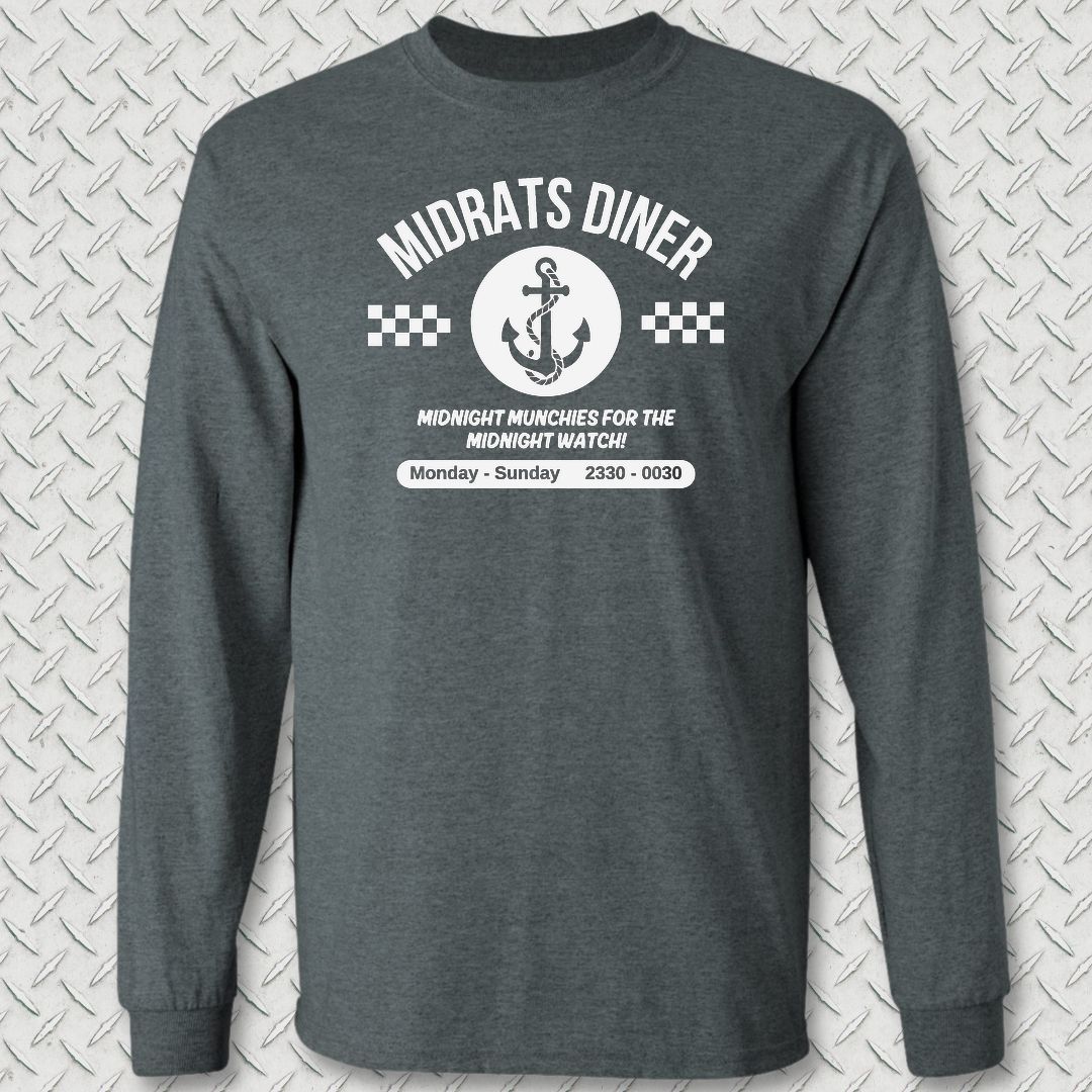 Midrats Diner - Anchor Long Sleeve Tee - Dark Heather