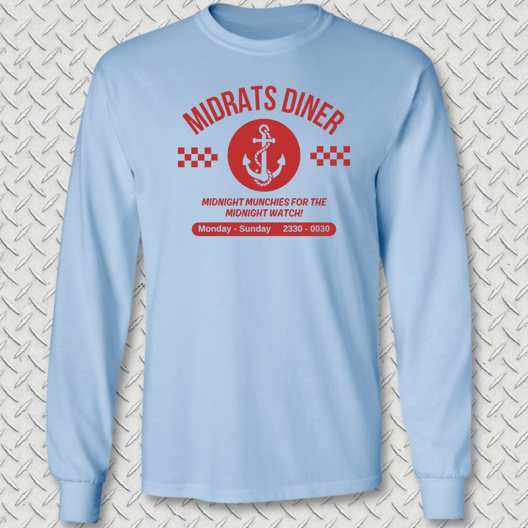 Midrats Diner - Anchor Long Sleeve Tee - Light Blue