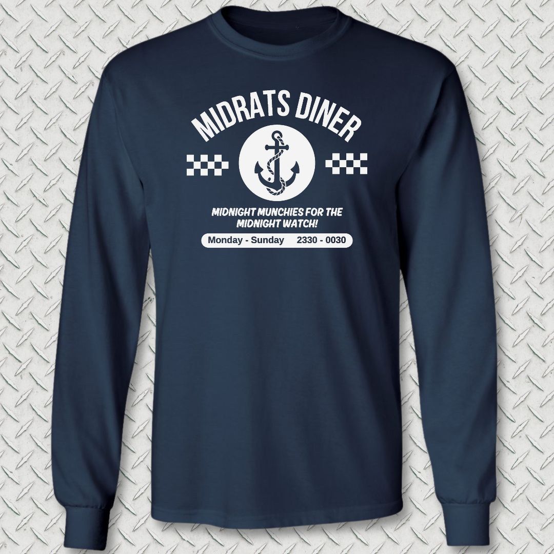 Midrats Diner - Anchor Long Sleeve Tee - Navy