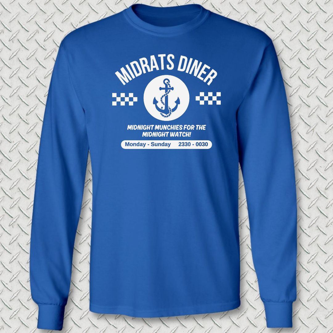 Midrats Diner - Anchor Long Sleeve Tee - Royal Blue
