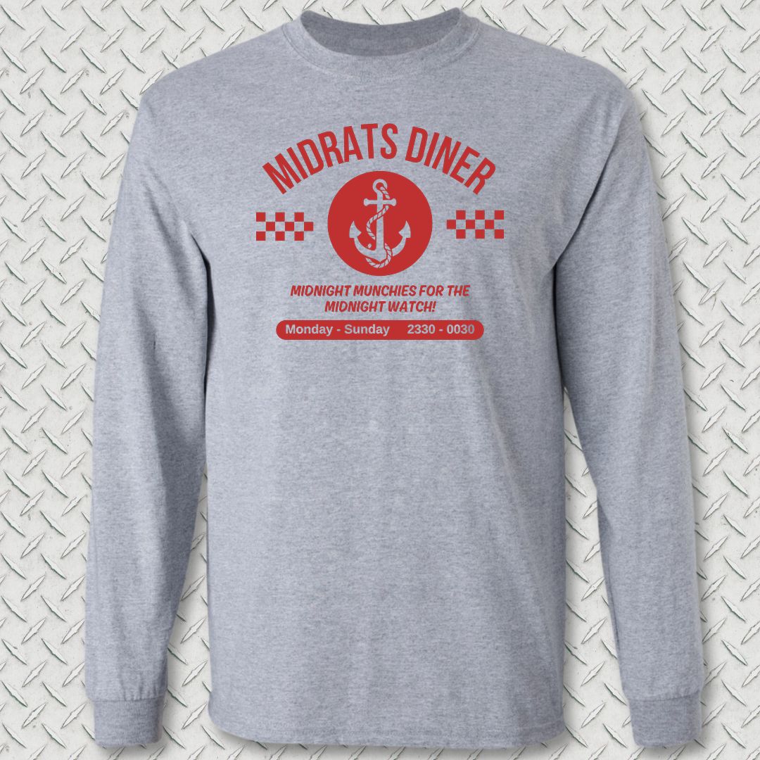 Midrats Diner - Anchor Long Sleeve Tee - Sport Grey