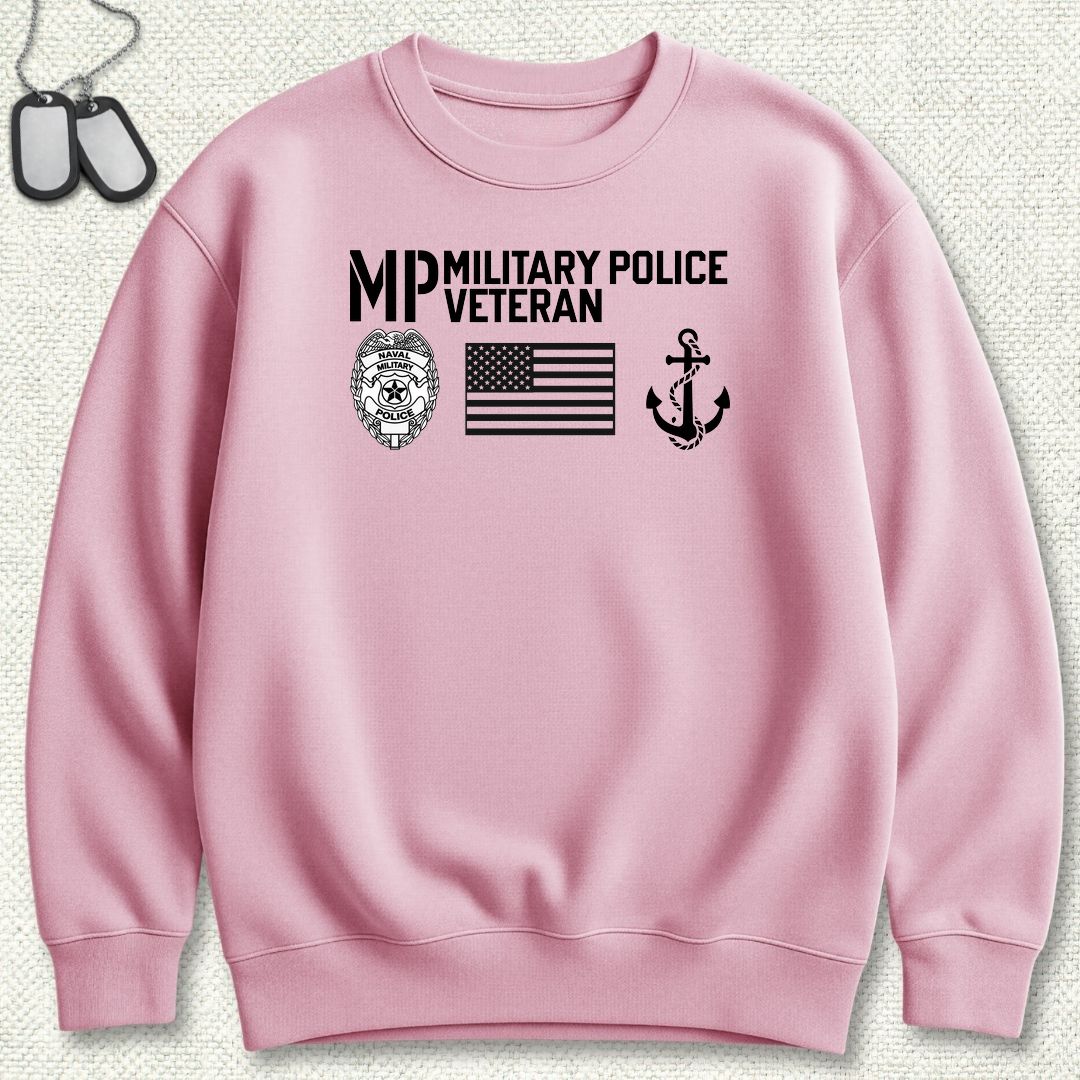 Military Police Veteran - Flag & Anchor Sweatshirt - Pink