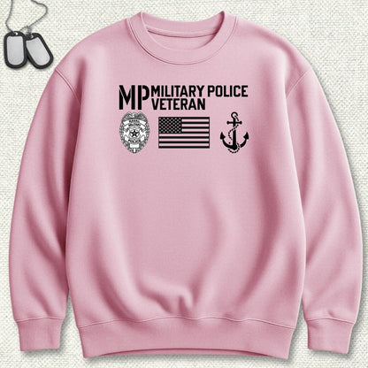Military Police Veteran - Flag & Anchor Sweatshirt - Pink