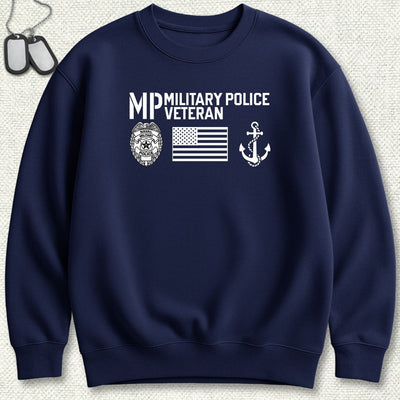 Military Police Veteran - Flag & Anchor Sweatshirt