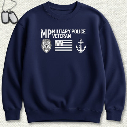 Military Police Veteran - Flag & Anchor Sweatshirt - Navy