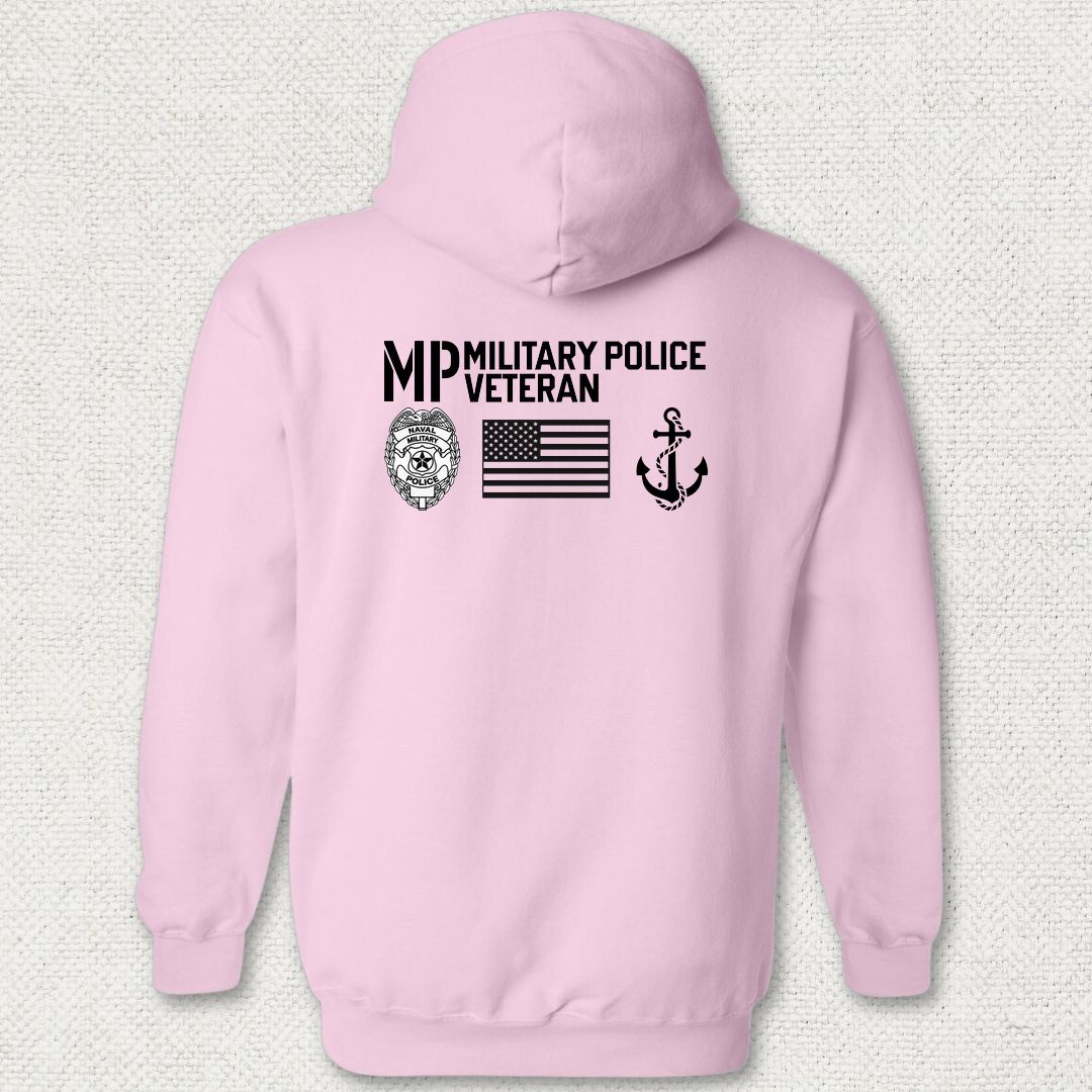 Military Police Veteran - Flag & Anchor Hoodie - Pink